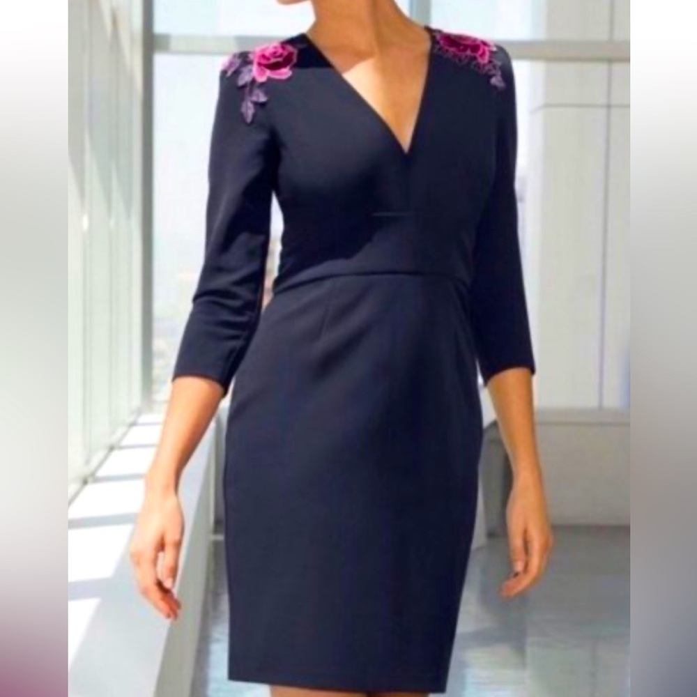 Alexia Admor Midi Dress with Pink Floral Accents New with tags!